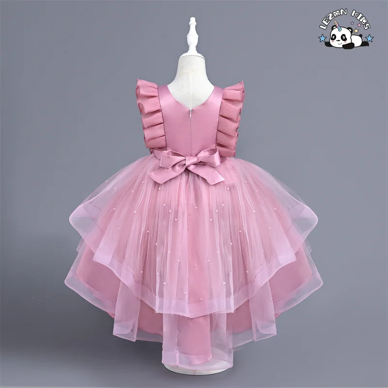 LEZONKIDS - Customizable New High-end Sleeveless Flower Decoration Party Children's Clothing Girls Dress